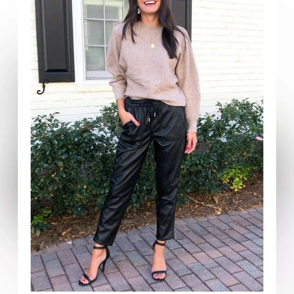 Blank NYC No Guidance Drawstring Faux Leather Cropped Jogger Pant